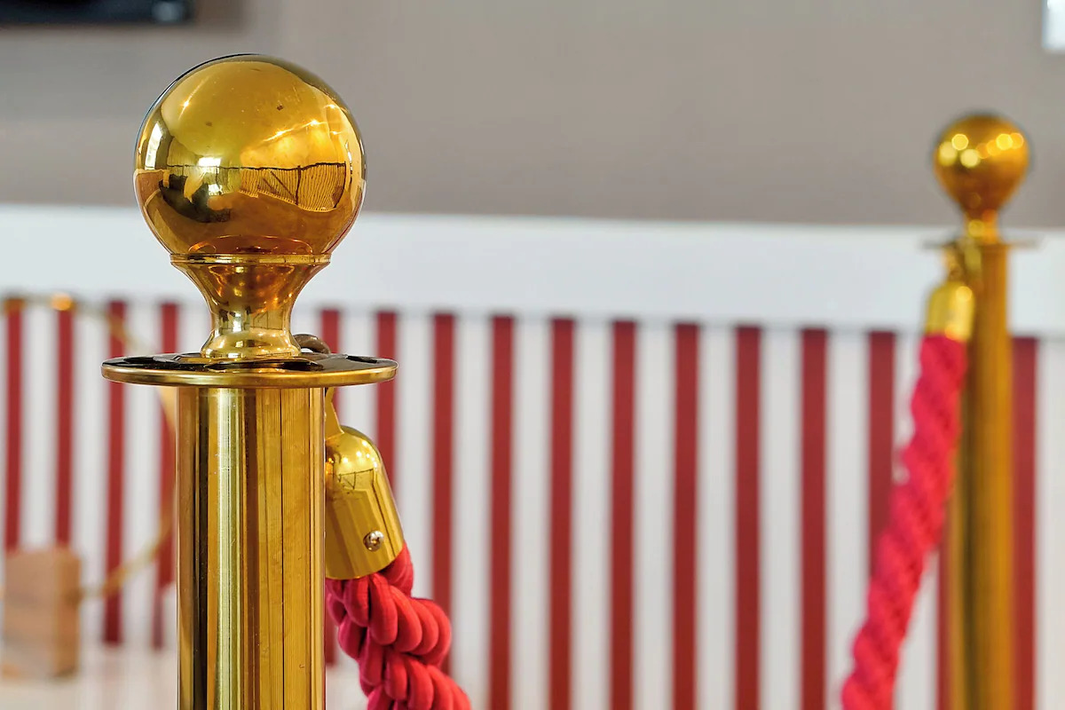 Cinema loft velvet rope stanchion detail