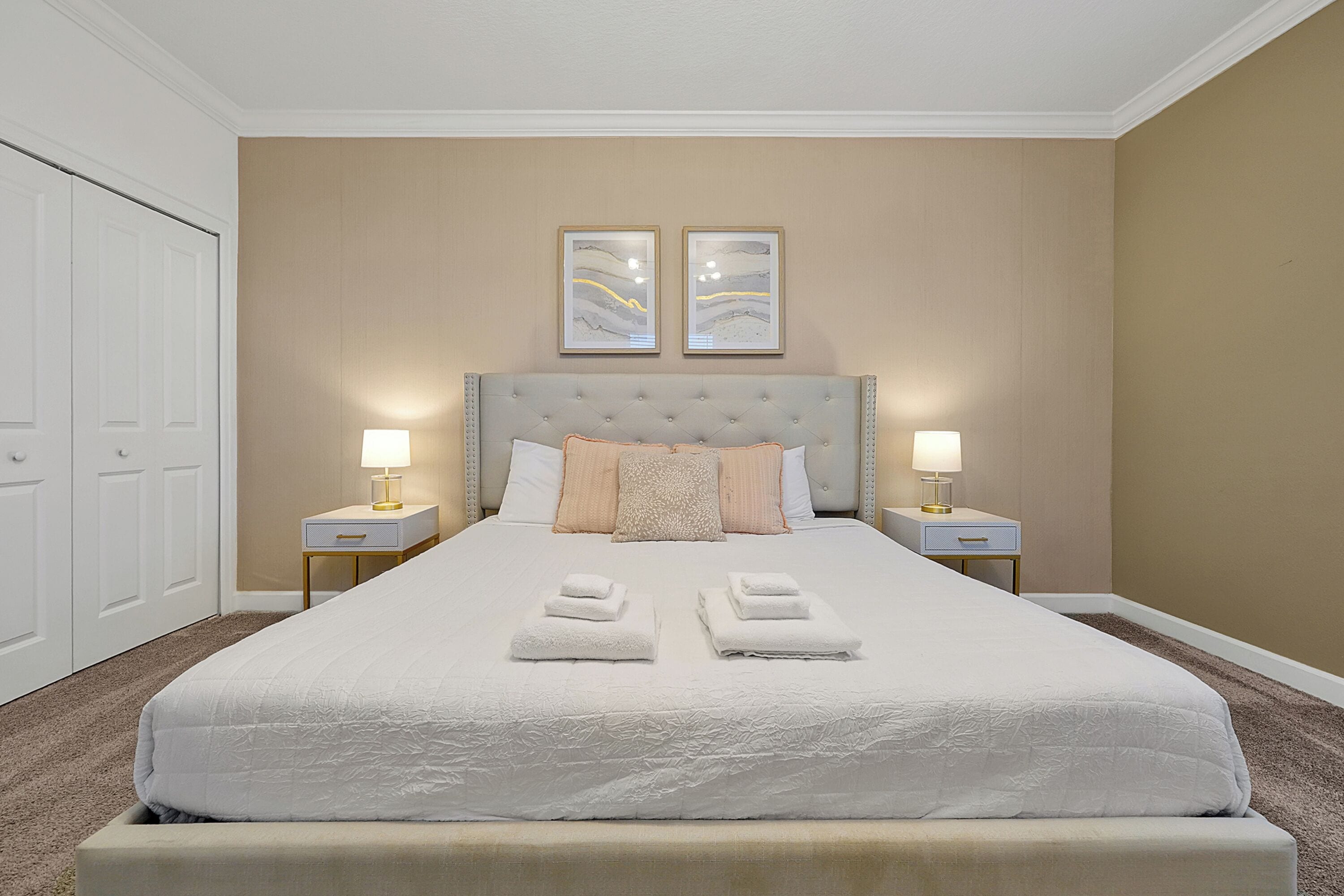 Primary Suite king bedroom at Champions Getaway 5BR vacation home Champions Gate FL