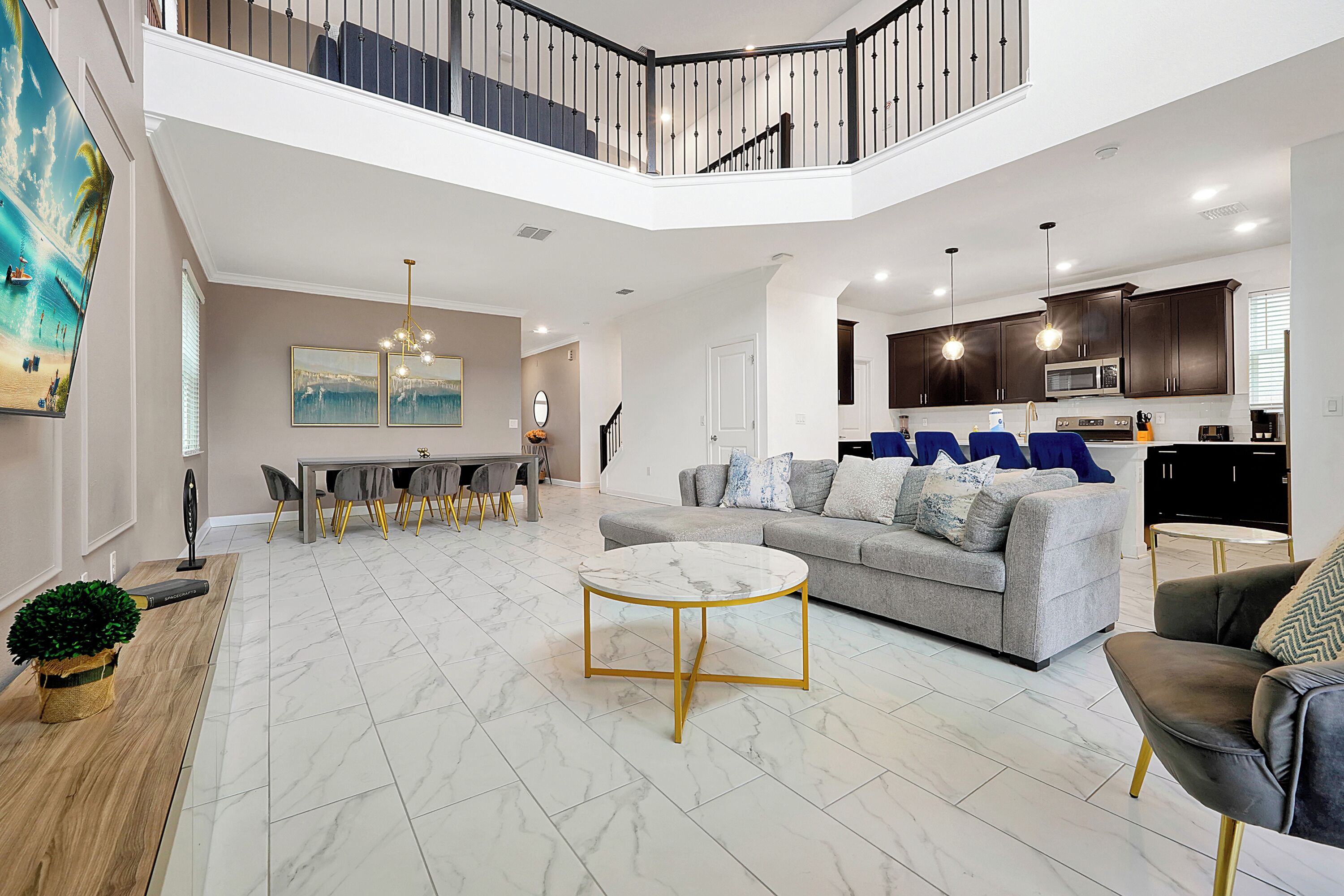 Grand open-plan living, dining & kitchen