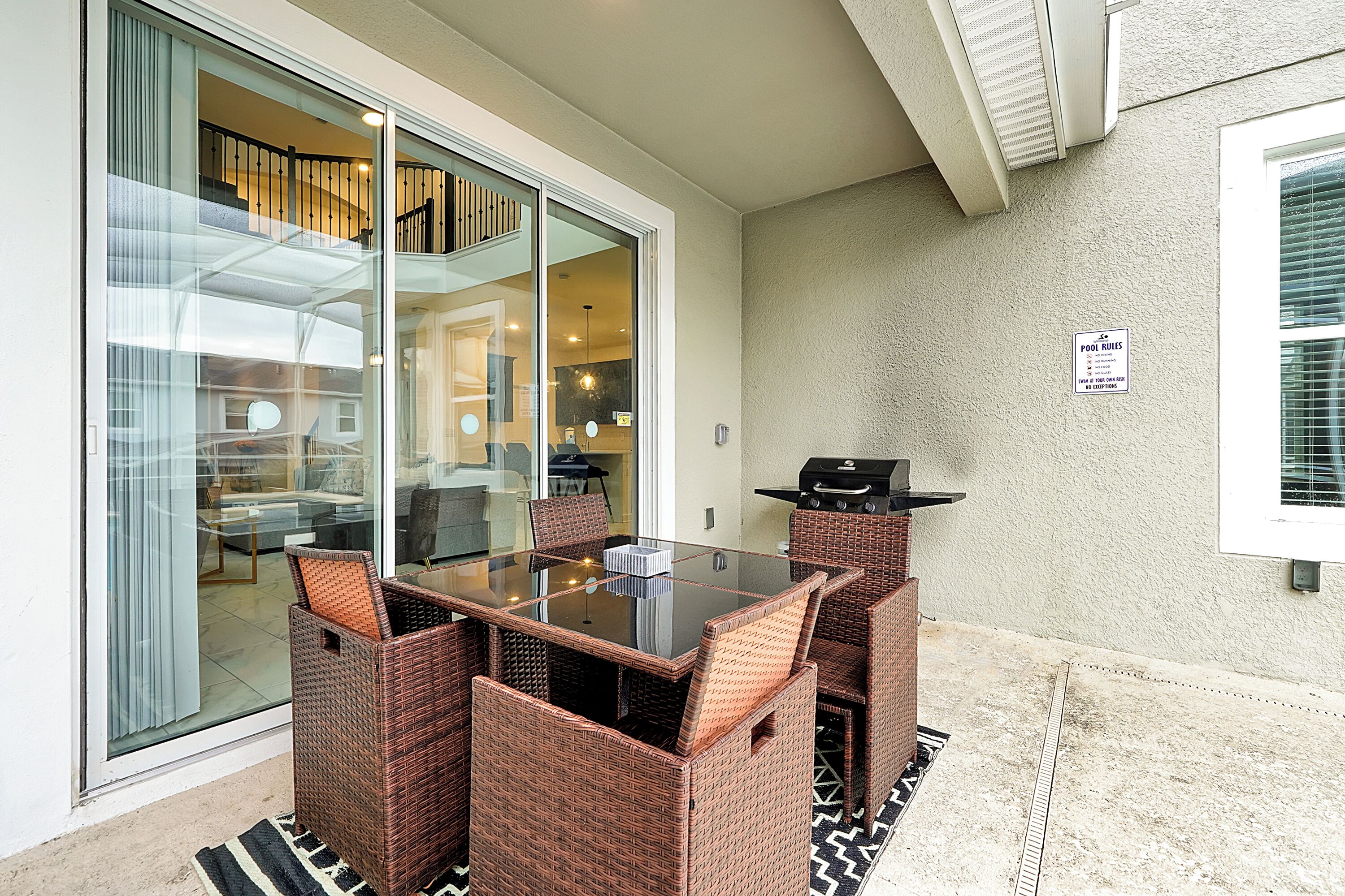 Patio dining table and grill