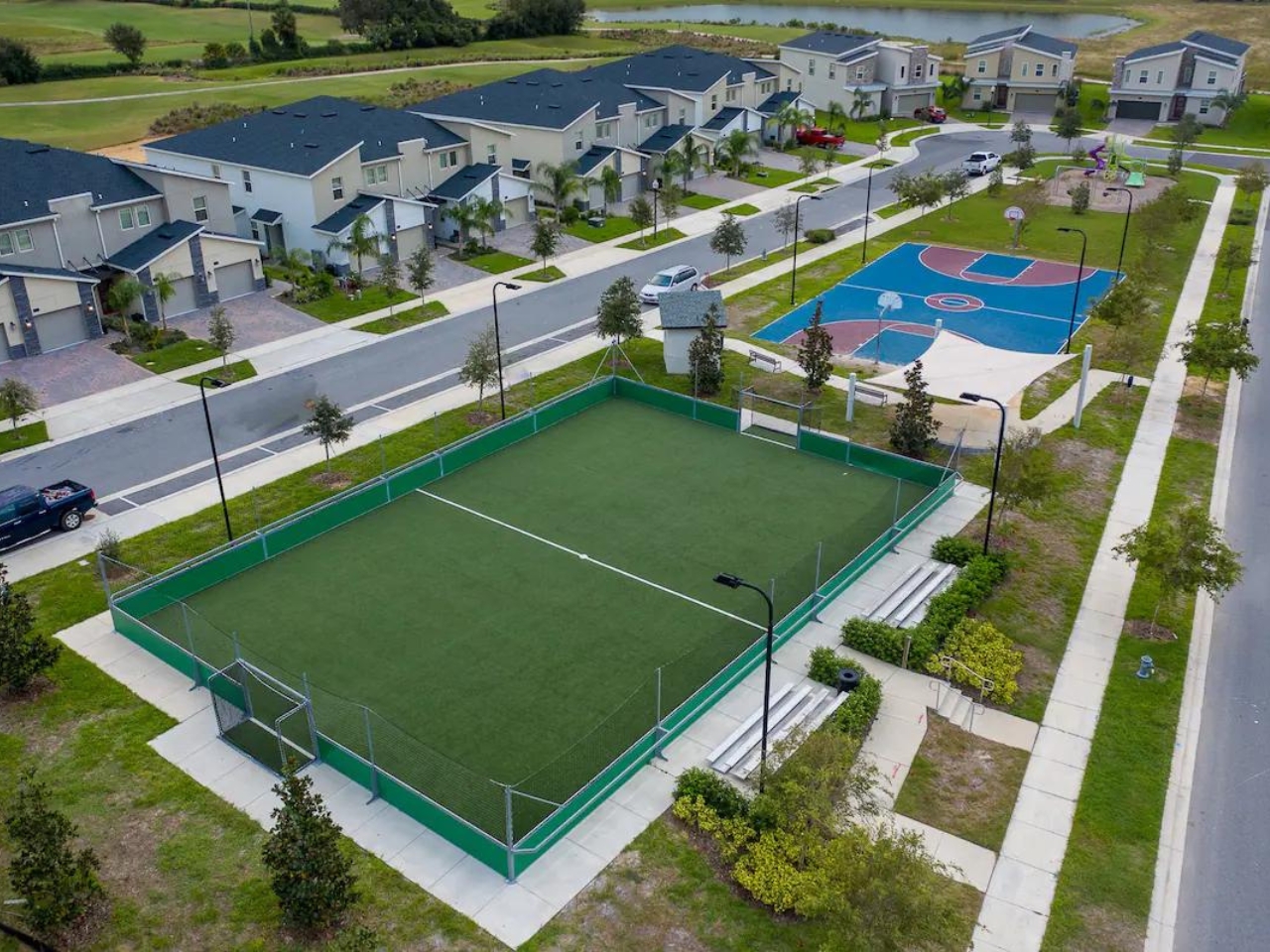Soccer field and basketball court at the Retreat