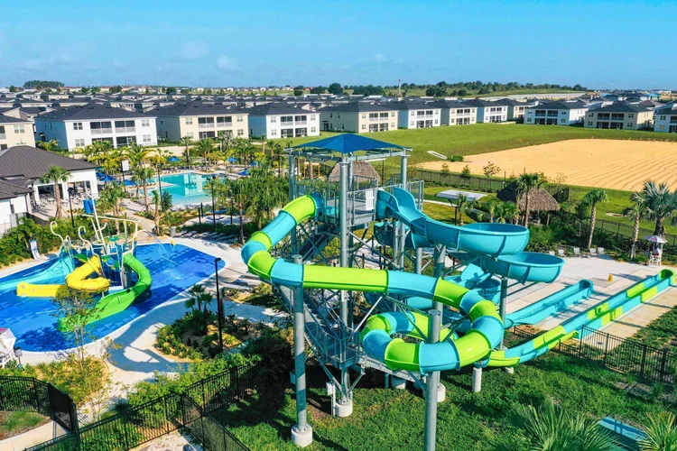 The Retreat Club water park aerial view